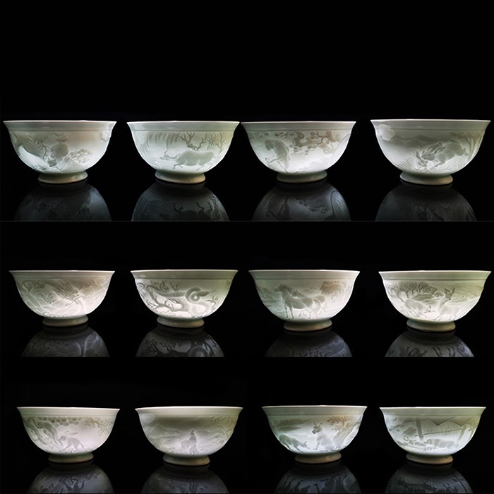 taihuyao/太湖窑 十二生肖如意碗 手工浮雕高温还原焰气氛手工烧
