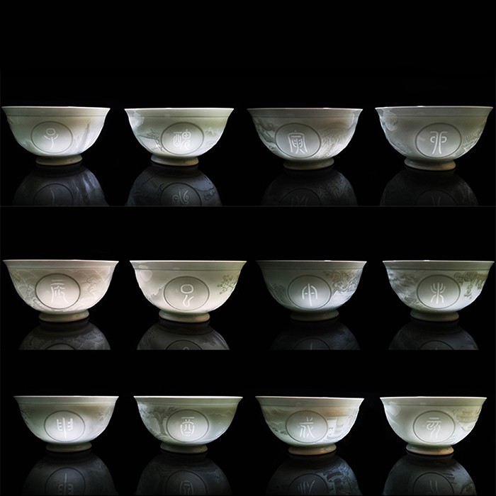 taihuyao/太湖窑 十二生肖如意碗 手工浮雕高温还原焰气氛手工烧