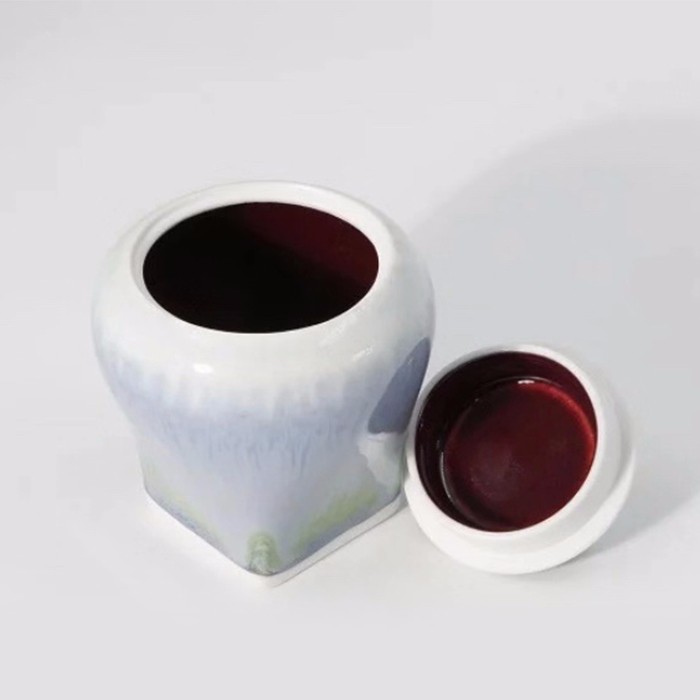taihuyao/太湖窑 天圆地方系列 茶叶罐茶具 高温窑变绿釉釉水高温氧化还原烧制