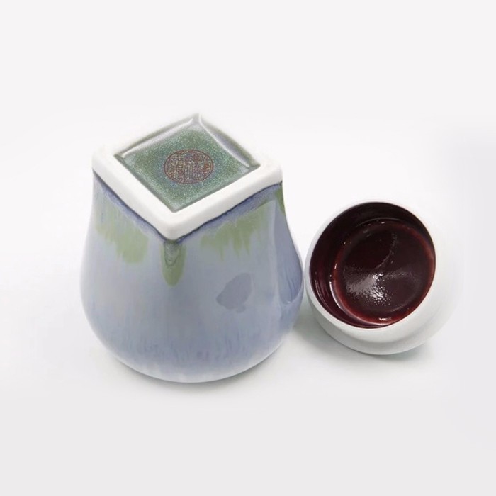 taihuyao/太湖窑 天圆地方系列 茶叶罐茶具 高温窑变绿釉釉水高温氧化还原烧制
