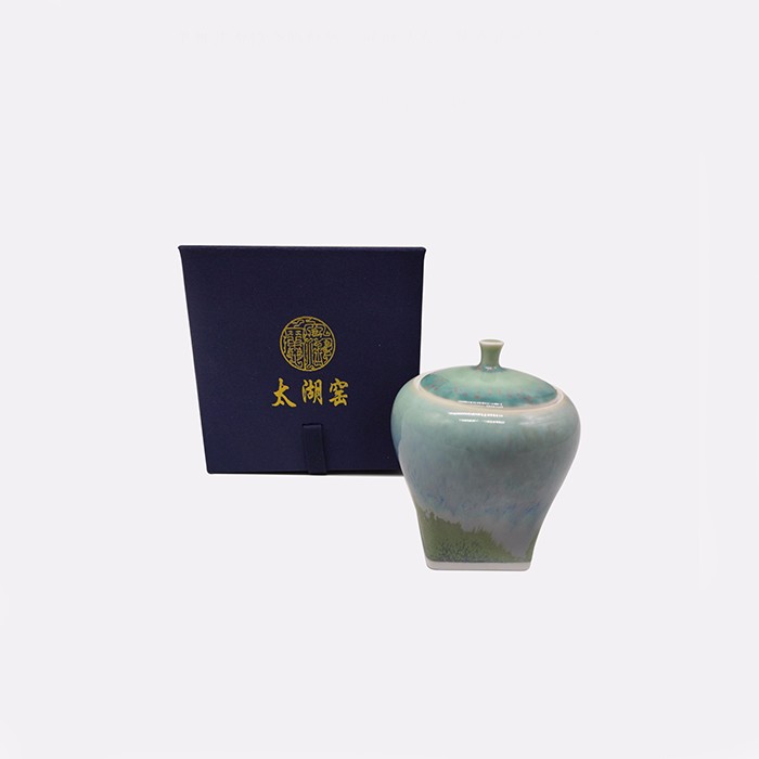 taihuyao/太湖窑 天圆地方系列 茶叶罐茶具 高温窑变绿釉釉水高温氧化还原烧制