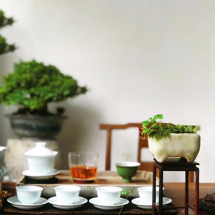 taihuyao/太湖窑莲心禅韵影青手工雕刻功夫茶具套装茶杯高温还原焰气氛烧制