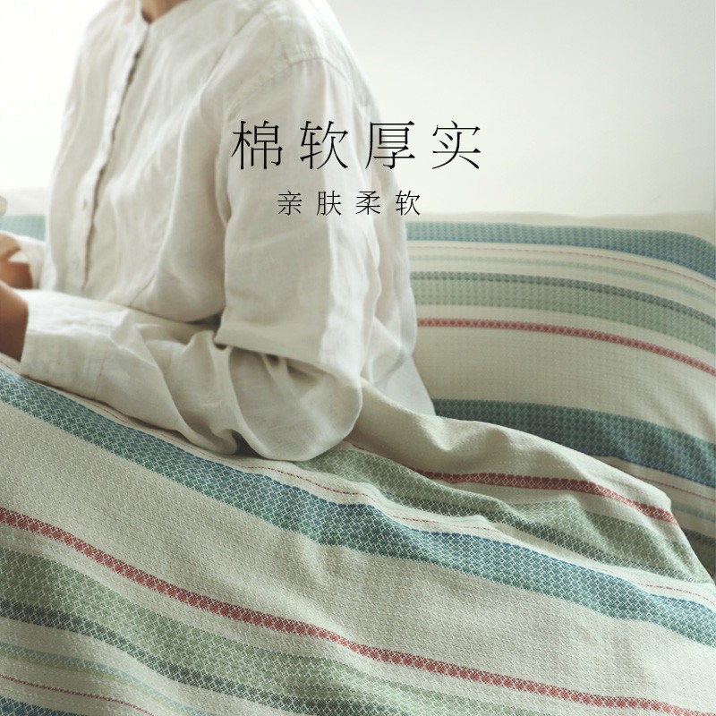 和锦生「有梦」——绿  老粗布四件套  纯棉加厚