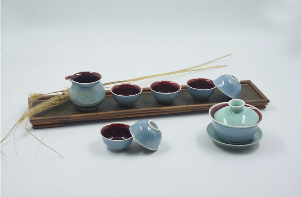 taihuyao/太湖窑  绿肥红瘦1盖碗1公道6杯  高温还原焰气氛烧