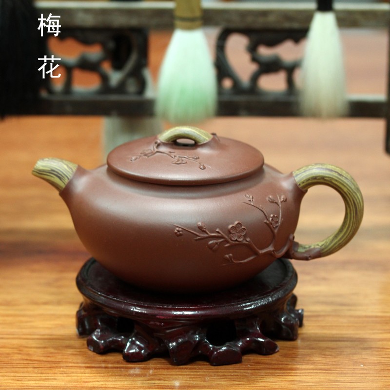 宜兴紫砂壶 国家高级工艺美术师范小中 岁寒三友 原矿底槽清 松竹梅
