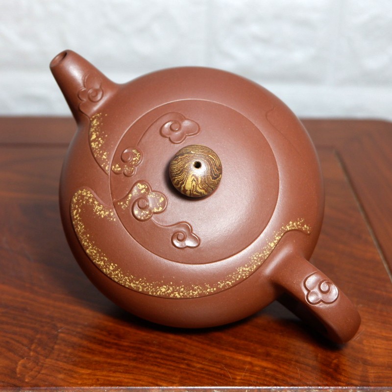 宜兴紫砂壶 国家高级工艺美术师范小中 祥云壶 原矿底槽清 绞泥