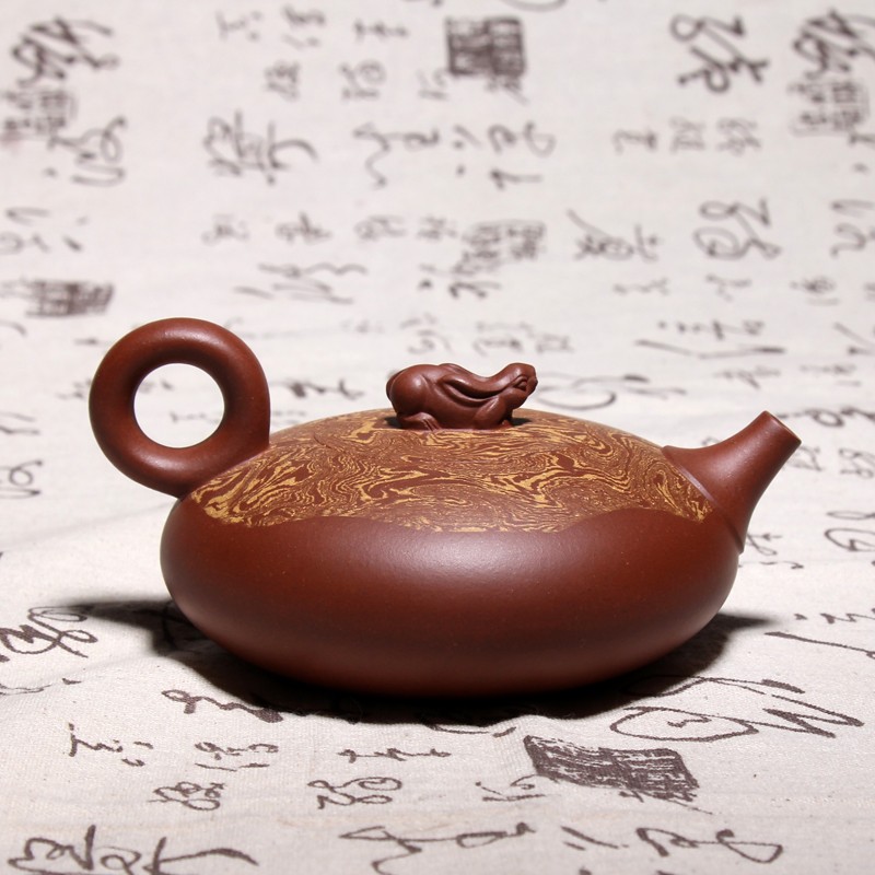 宜兴紫砂壶 国家高级工艺美术师 范小中 原矿底槽清 玉兔壶绞泥