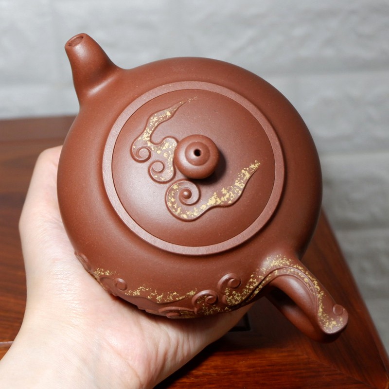 宜兴紫砂壶 国家高级工艺美术师 范小中 原矿底槽清 祥云如意壶