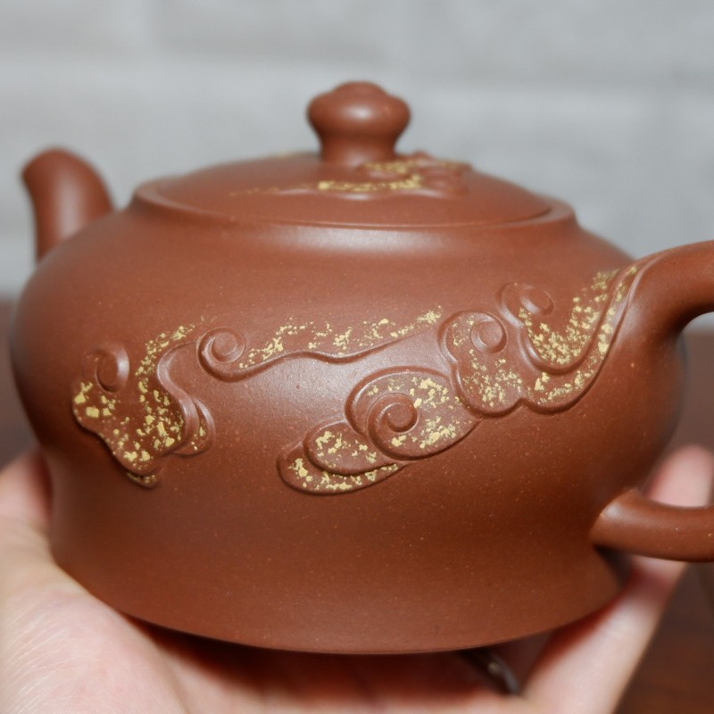 宜兴紫砂壶 国家高级工艺美术师 范小中 原矿底槽清 祥云如意壶