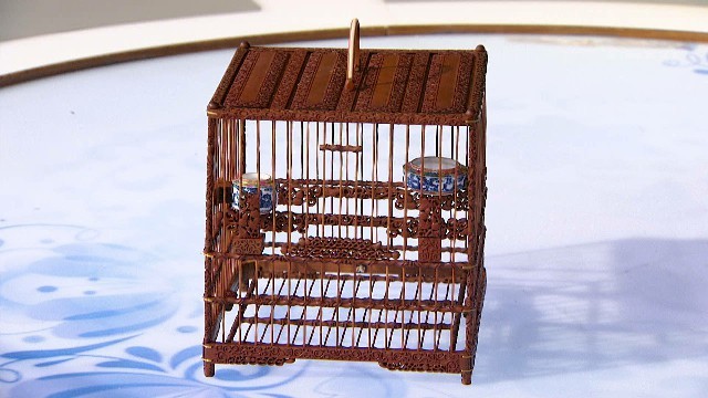 颜虎金作品 葫芦藤鸟笼