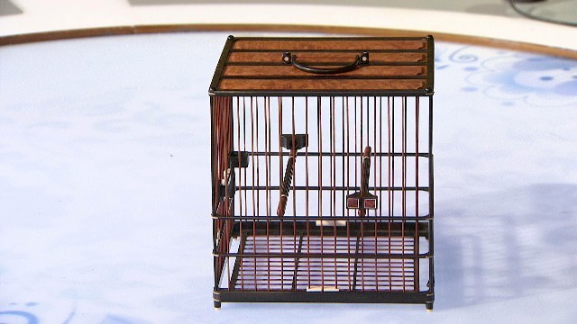 颜虎金徒弟作品 紫光檀鸟笼