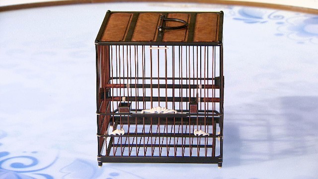颜虎金徒弟作品 紫光檀鸟笼