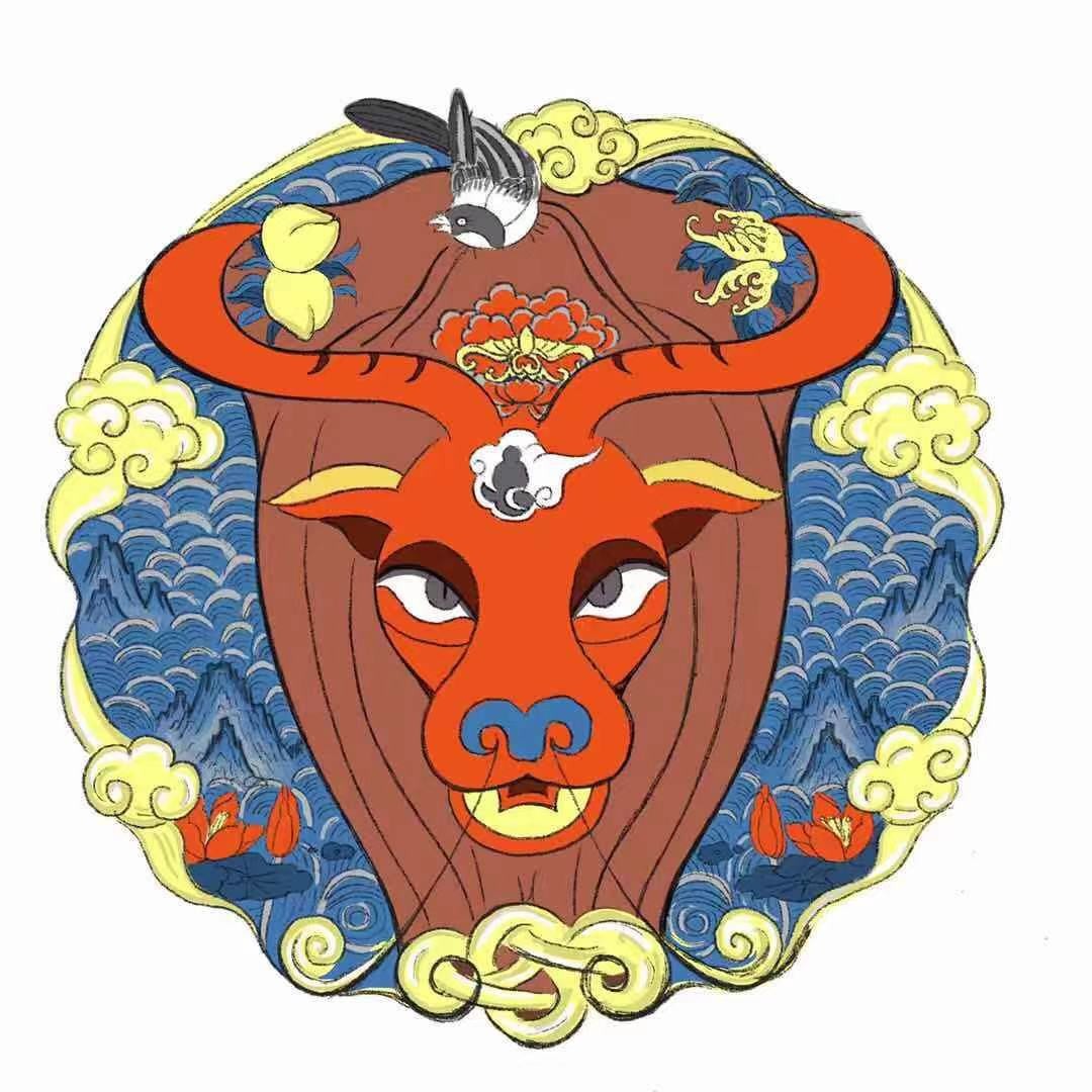 桃花坞木版年画《牛气》