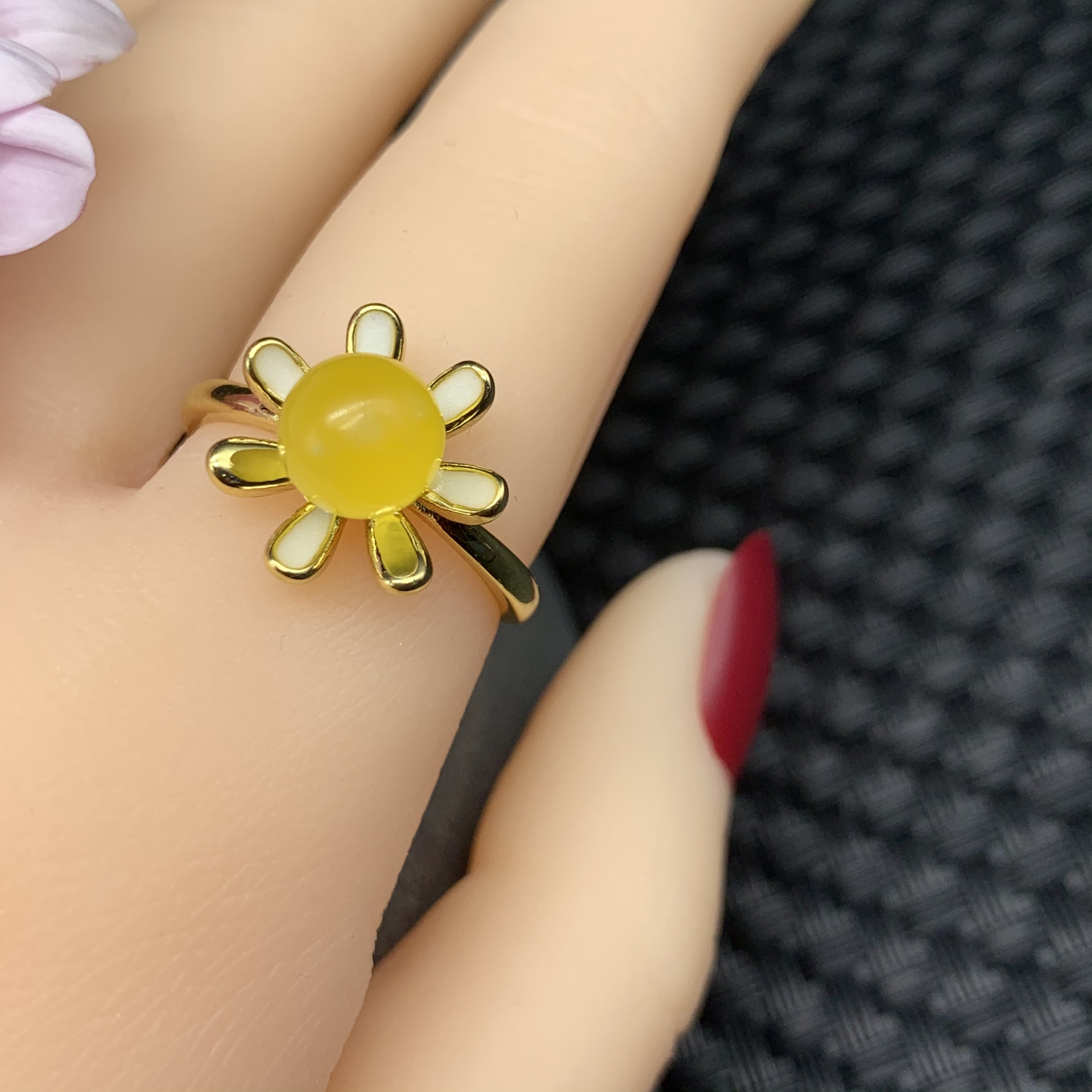 天然琥珀蜜蜡戒指