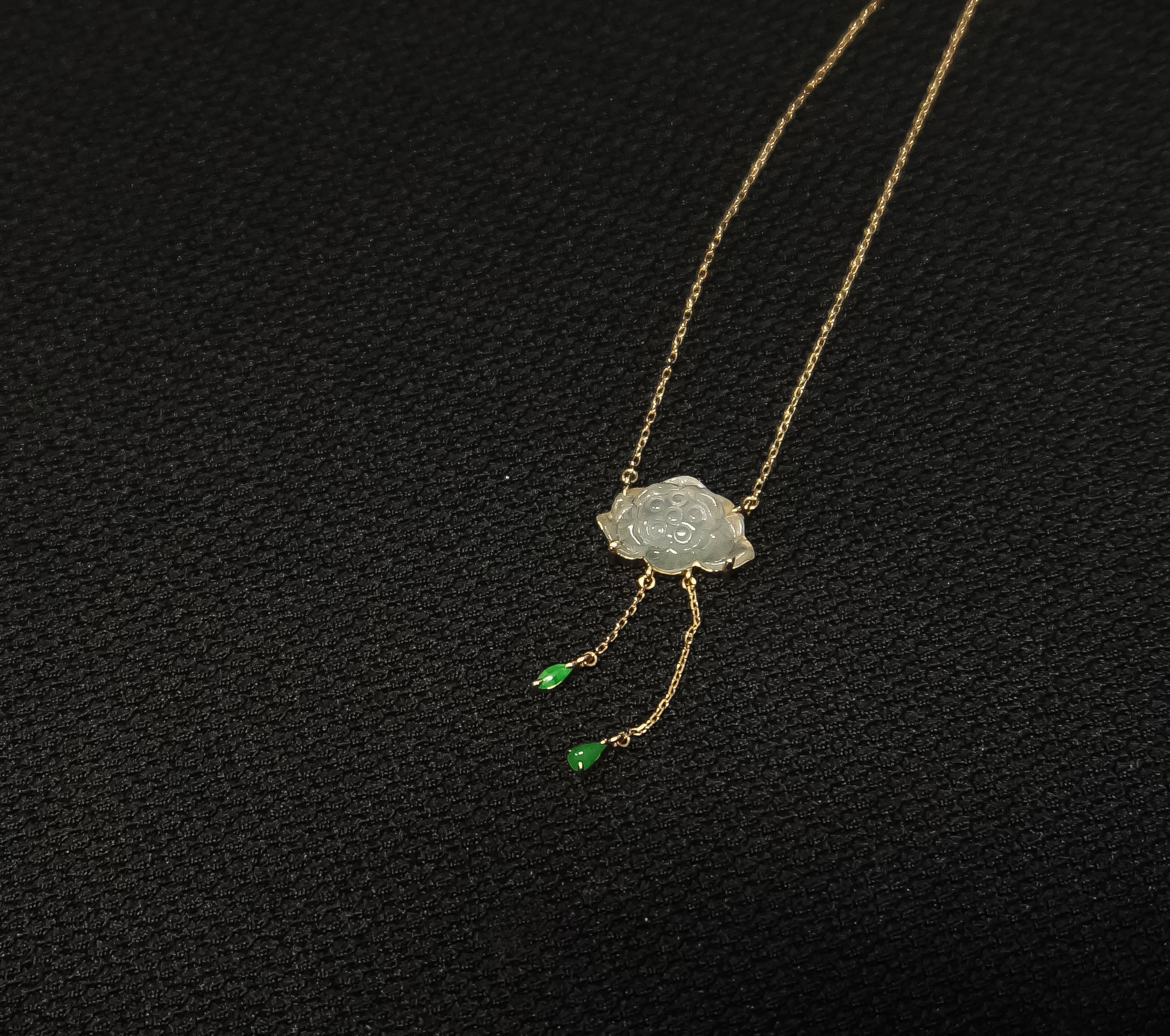 翡翠A莲花水滴款一体项链