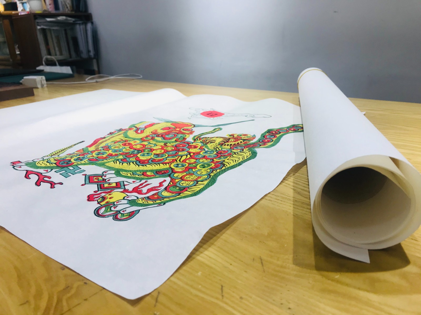 桃花坞木版年画《金钱虎》