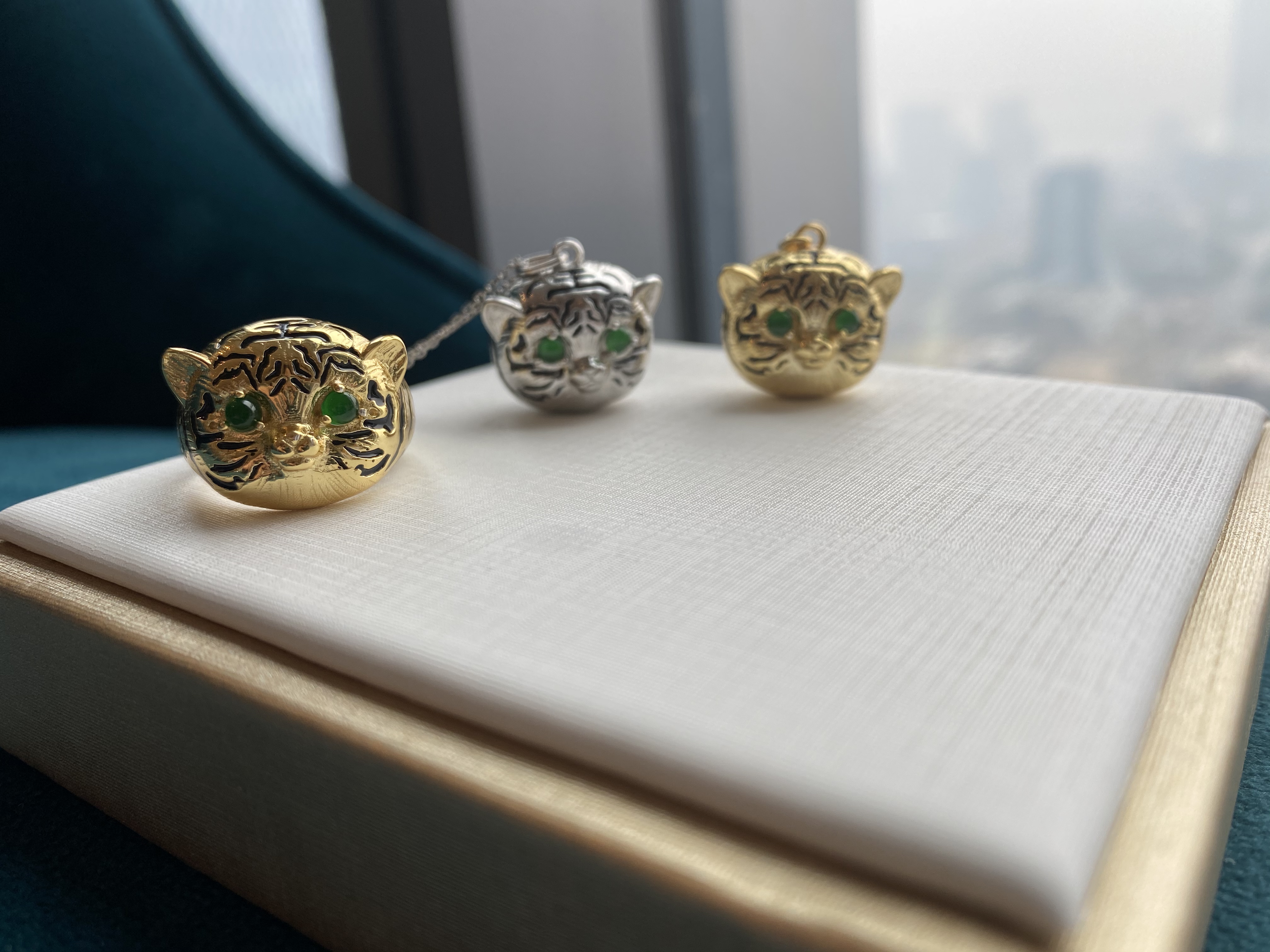 925银翡翠小老虎系列挂坠（黄金色）
