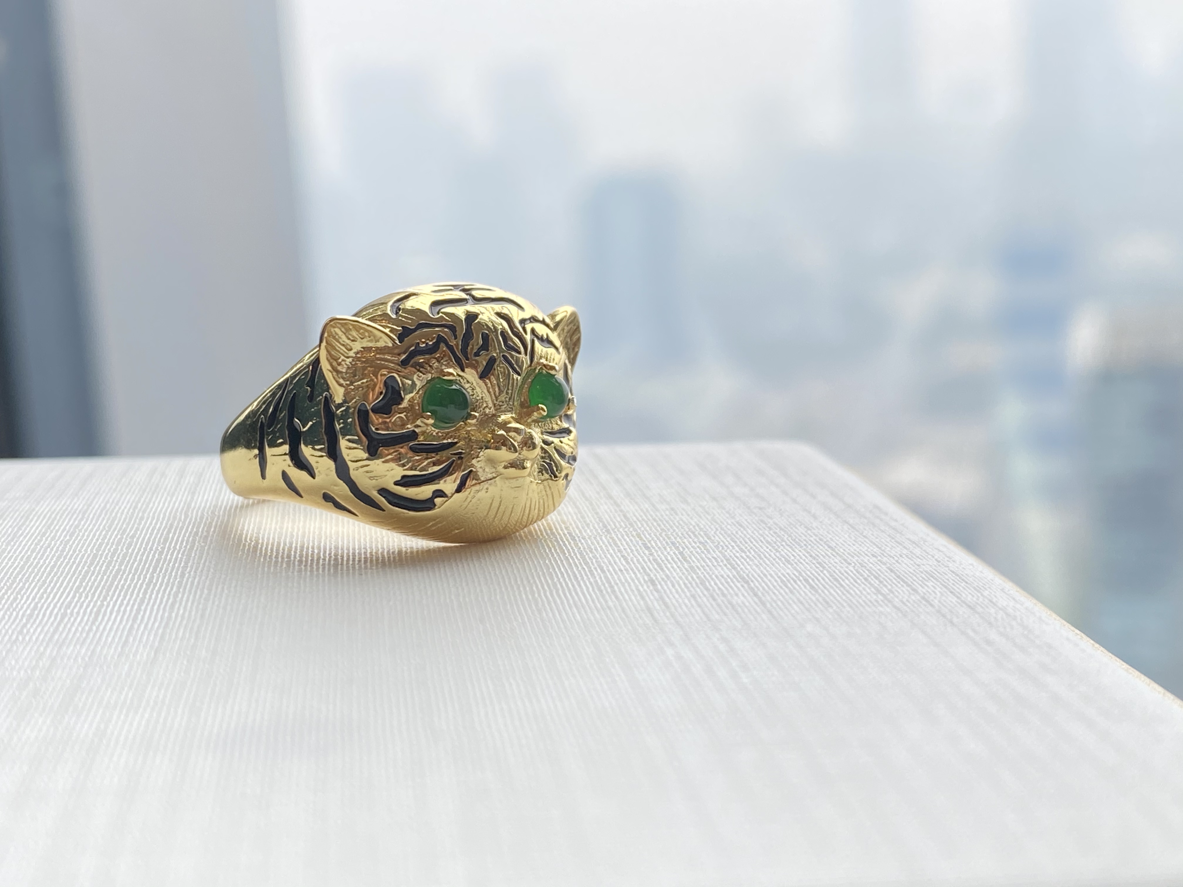 925银翡翠小老虎戒指