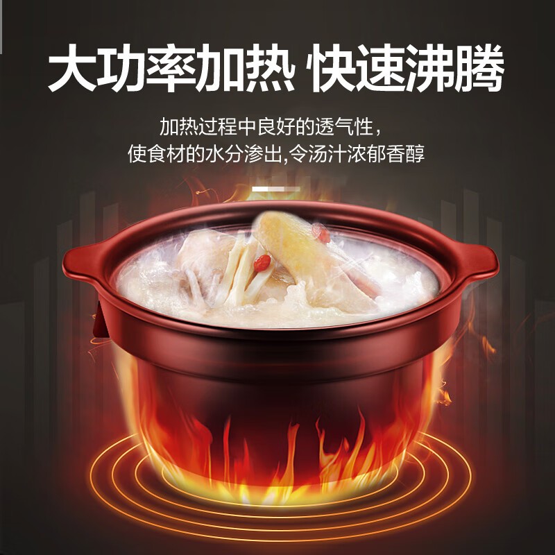 苏泊尔 SUPOR 电炖锅 煲汤锅炖汤锅 煮粥锅 精控快速炽陶电炖锅 4L容量 TG40YC5