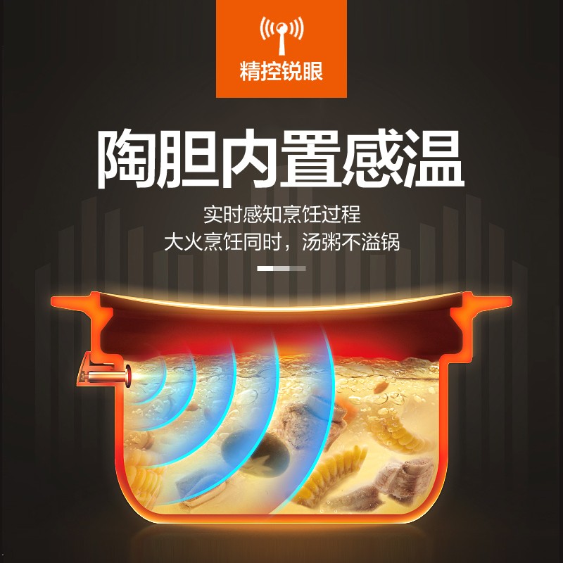 苏泊尔 SUPOR 电炖锅 煲汤锅炖汤锅 煮粥锅 精控快速炽陶电炖锅 4L容量 TG40YC5