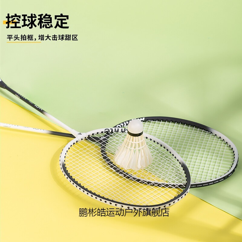 安格耐特F2124铝合金分体羽毛球拍(黑+白)(带三球)
