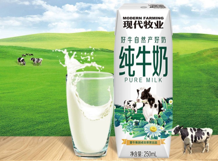 蒙牛现代牧业精装纯牛奶250ml*12盒*2箱