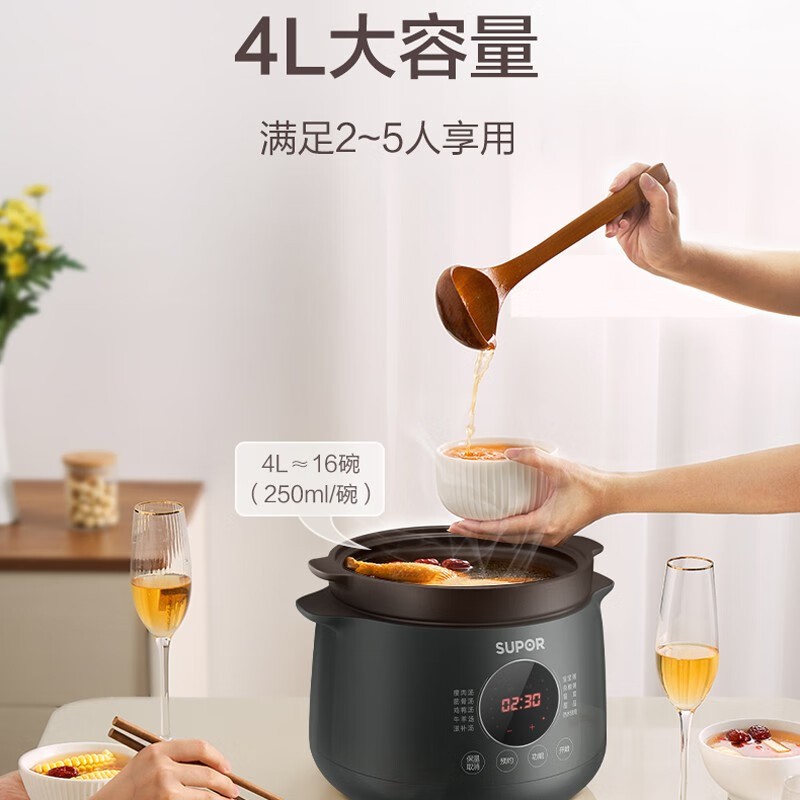 苏泊尔（SUPOR） 电炖锅 4L多功能电炖锅  优质紫陶内胆 DG40YC36