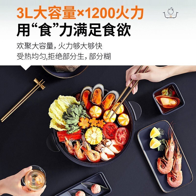 九阳3L容量1200W大火力电煮锅 HG30-G632