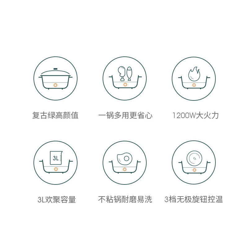 九阳（Joyoung） 电火锅多功能家用多档火力不粘内胆电热锅电炖锅 HG30-G310