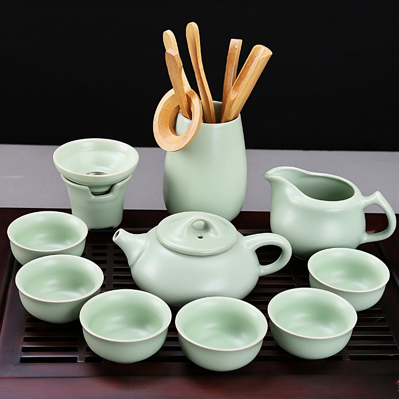 金镶玉 竹木小博古汝窑茶具套装