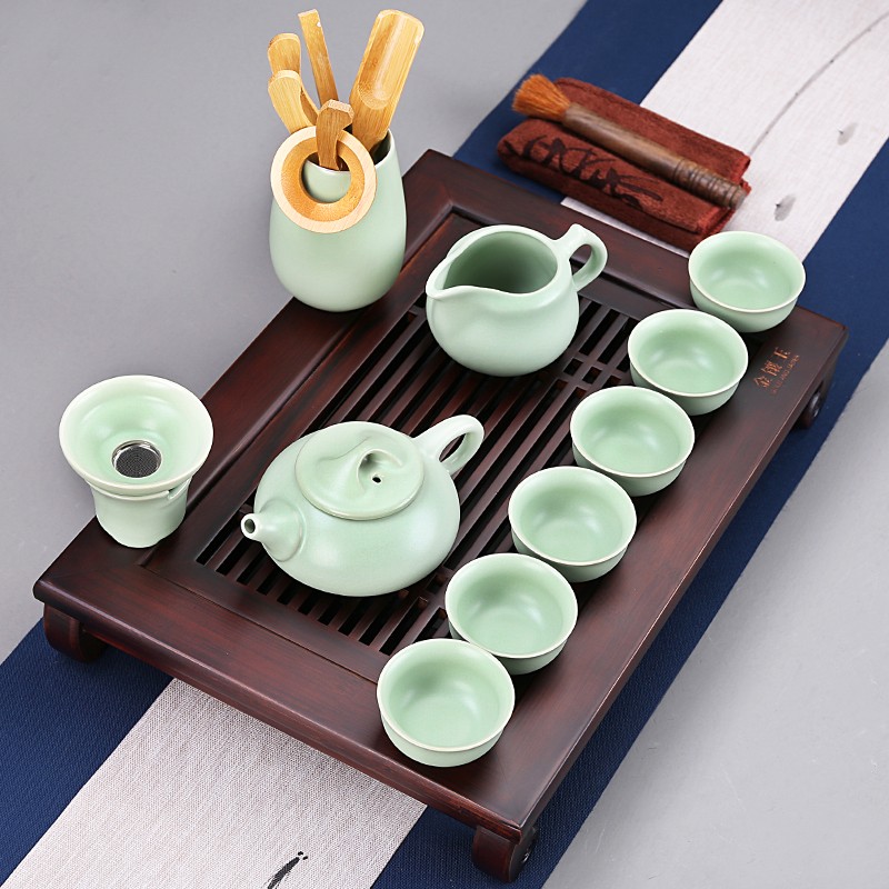 金镶玉 竹木小博古汝窑茶具套装