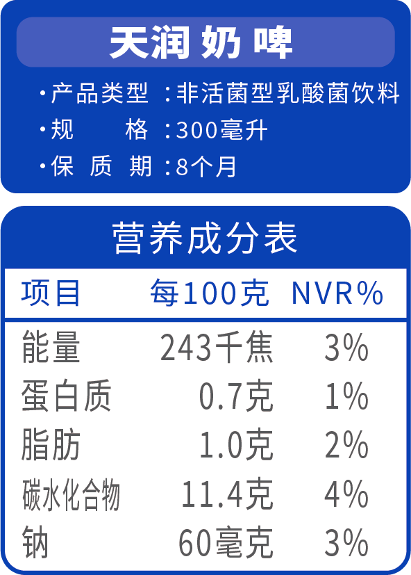 天润奶啤乳酸菌饮品(300mL*12)