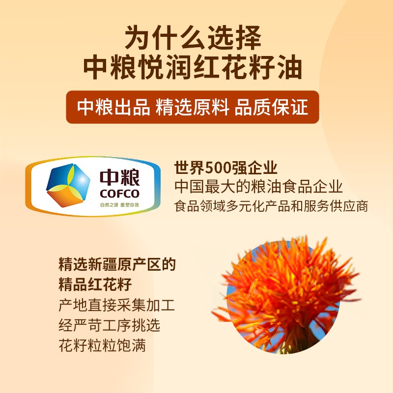 中粮悦润红花籽油*4